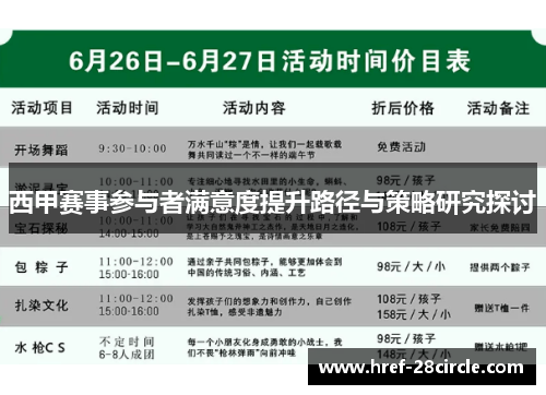 西甲赛事参与者满意度提升路径与策略研究探讨 西甲赛事参与者满意度提升路径与策略研究探讨